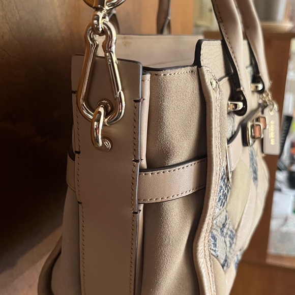 Coach Swagger Exotic Embossed Patchwork Leather/Suede Beechwood Satchel Bag- GUC - Picture 8 of 16